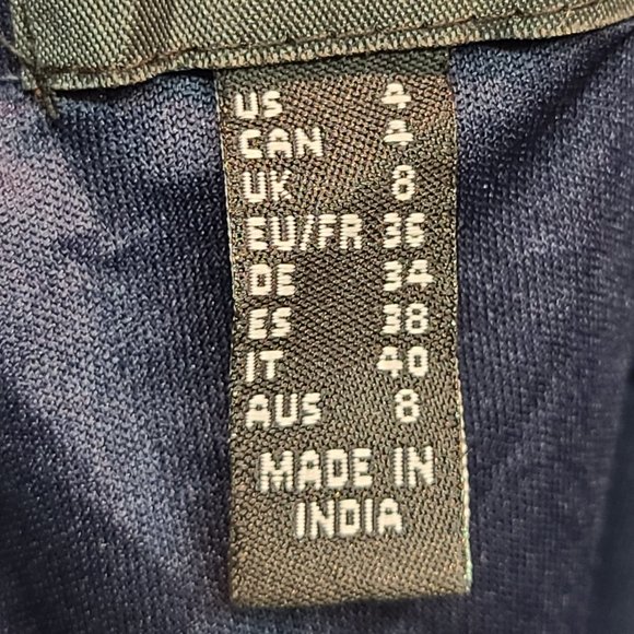 Adrianna Papell Formal Dress Beaded Sequin Womens 4 Navy Blue Short Sleeve Maxi - Picture 11 of 16